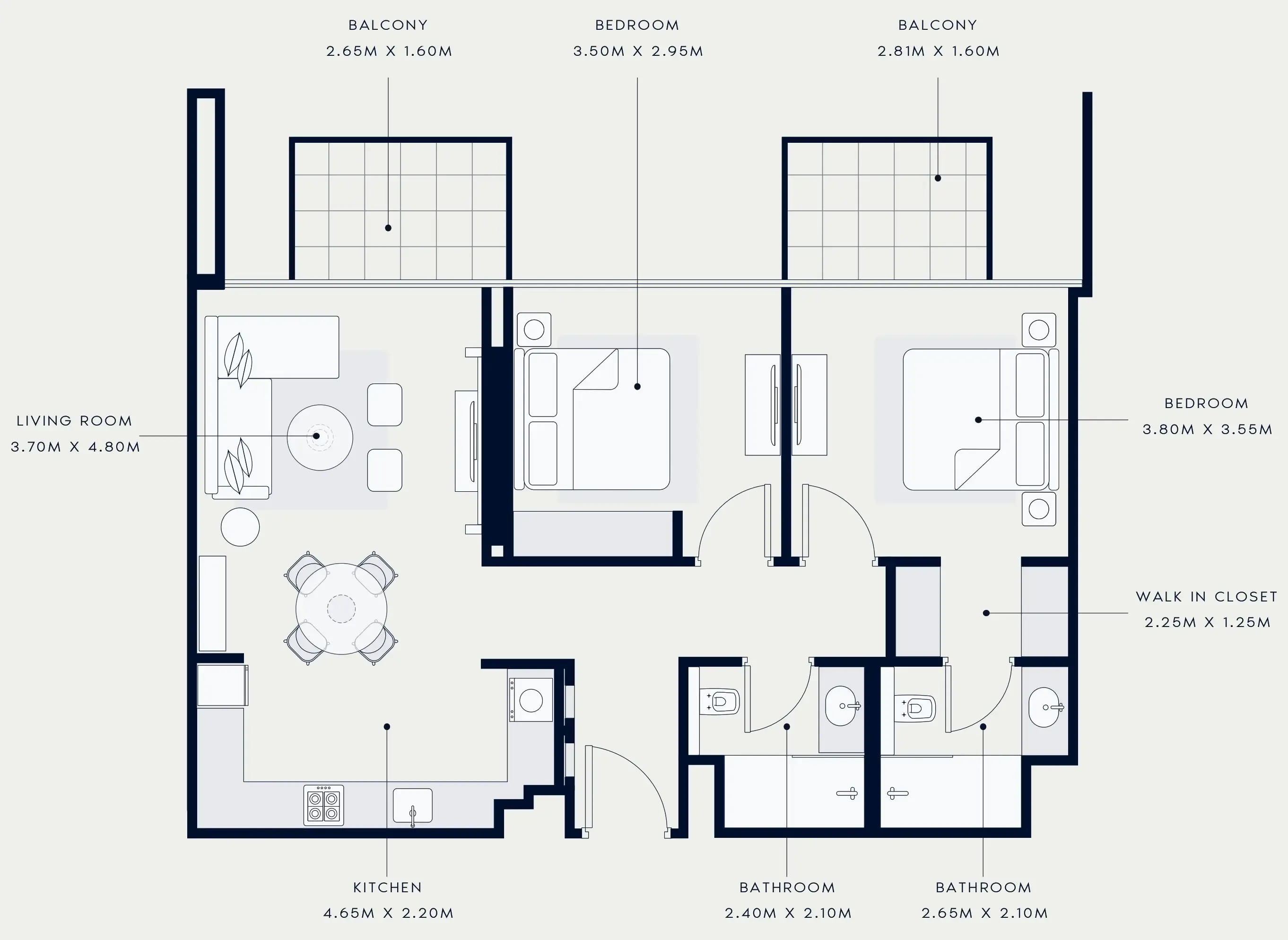 Azizi Venice 2 bed floor plan, 1,028 sqft