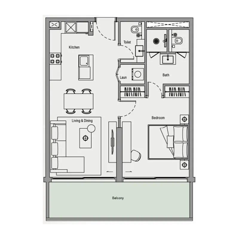 Oxford Cove by Iman 1 bed floor plan, 802 – 804 sqft