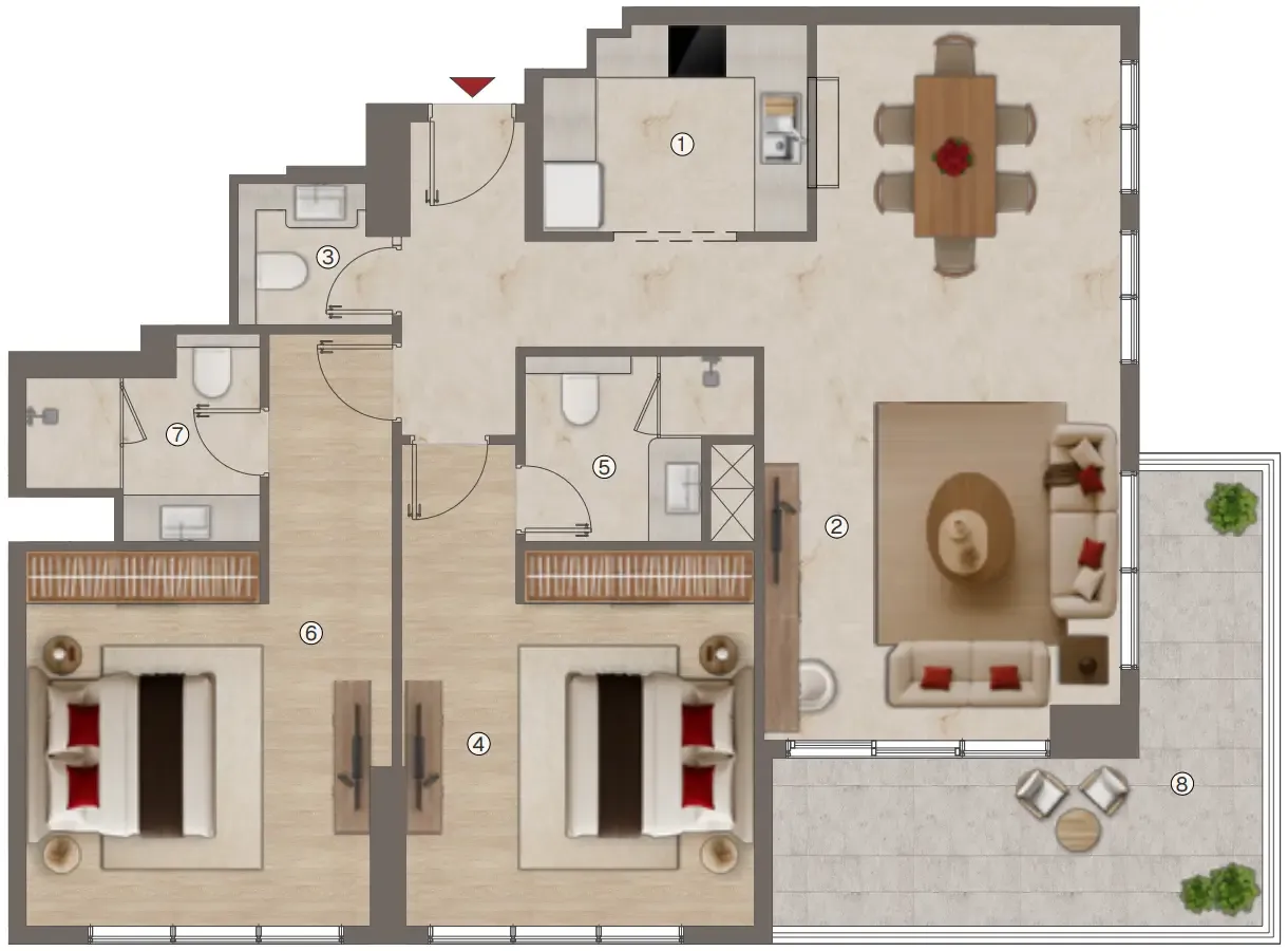Ramada Residences by Wyndham 2 bed floor plan, 1,330 – 3,598 sqft