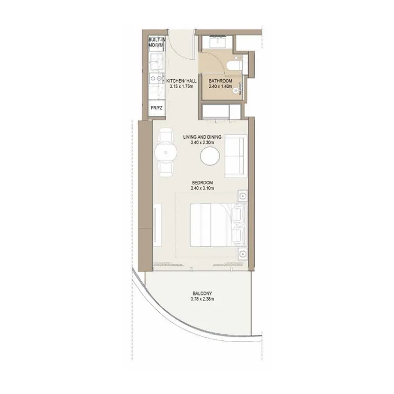Laguna Residence Studio floor plan, 430 – 449 sqft