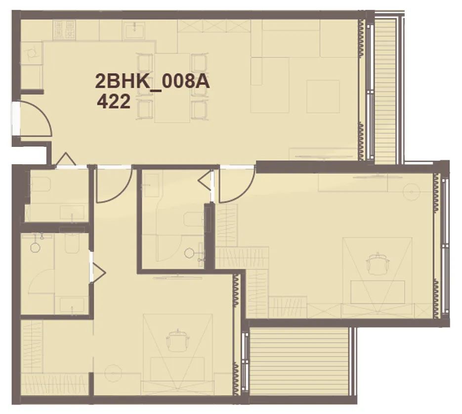 J-Haus Residence 2 bed floor plan, 1,092 sqft
