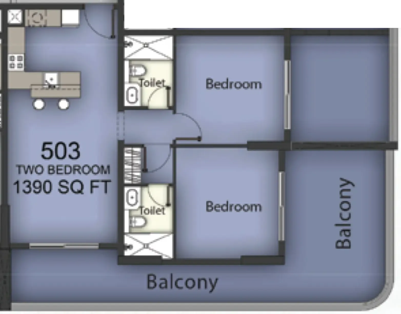 Chapter 02 by Newbury 2 bed floor plan, 1,390 sqft
