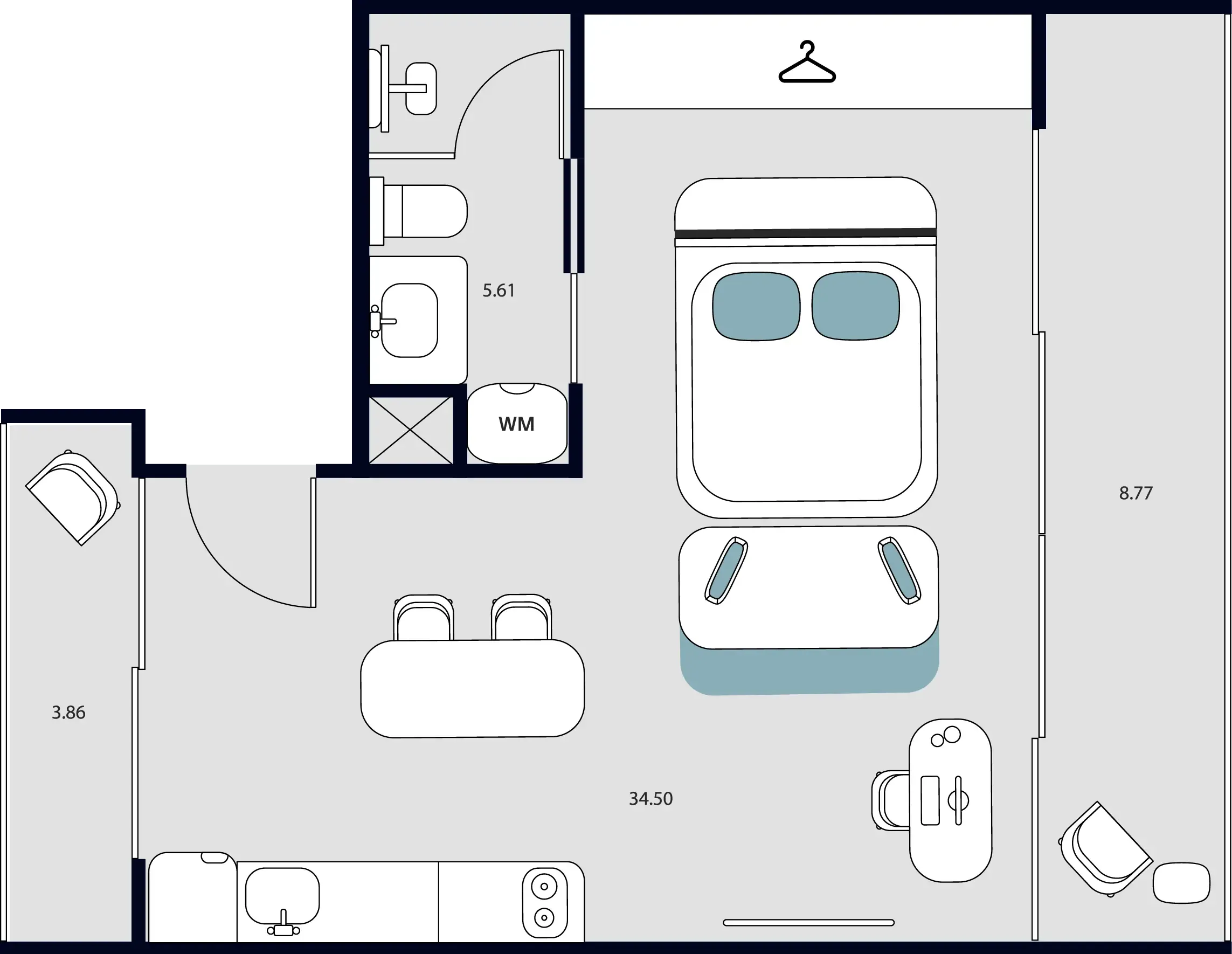 Essence Residence Studio floor plan, 570 sqft