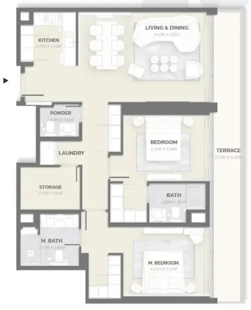 Tonino Lamborghini Residences 2 bed floor plan, 1,391 sqft