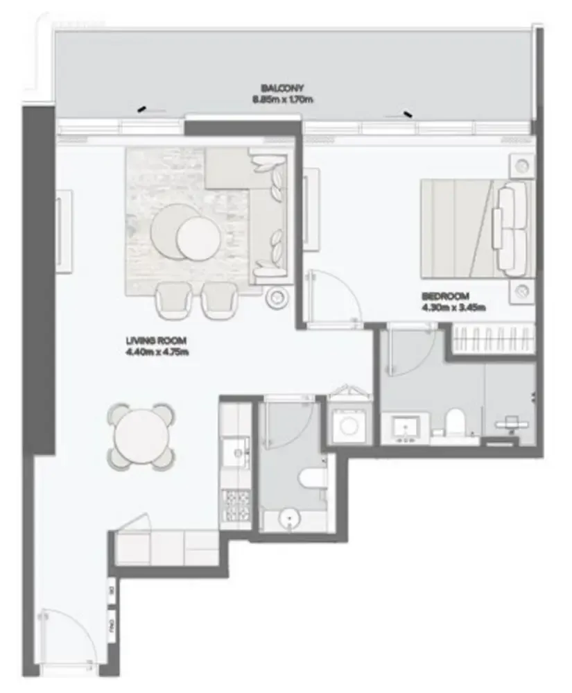 Mansory Residences by Amaal 1 bed floor plan, 931 sqft