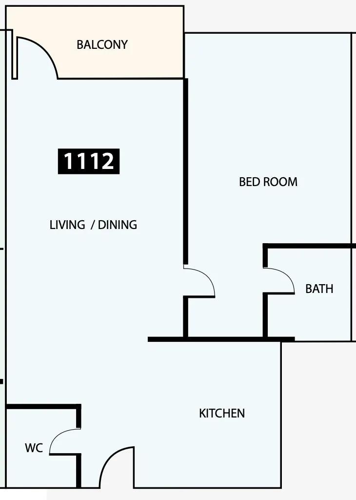 Paradise View 1 1 bed floor plan, 818 sqft