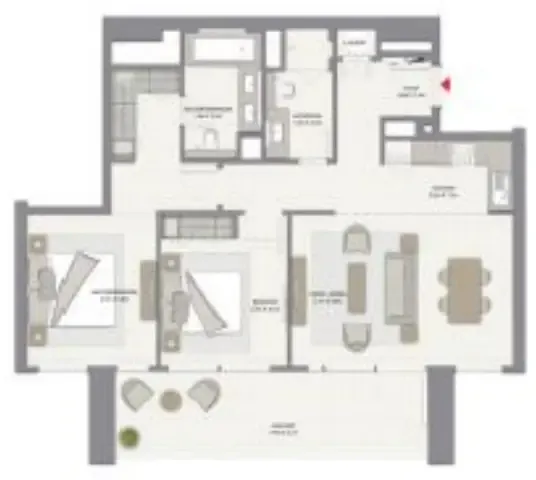 Harbour Gate 2 bed floor plan, 1,152 sqft