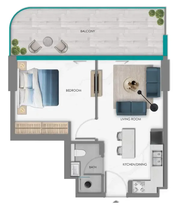 Samana South Haven 1 bed floor plan, 551 – 653 sqft