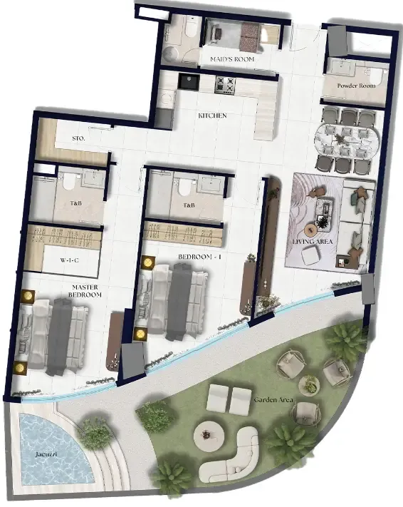 Xenia Residence 2 bed floor plan, 1,671 sqft