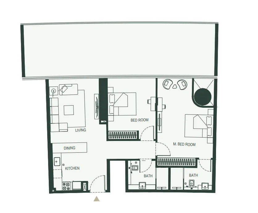 Binghatti Hills 2 bed floor plan, 1,346 sqft