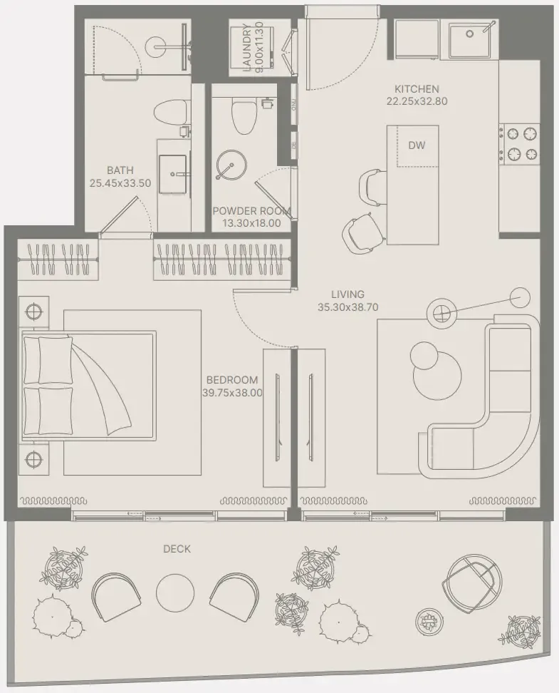 Bond Enclave 1 bed floor plan, 764 – 784 sqft