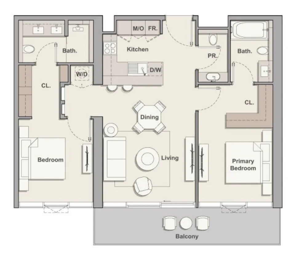 Soto Grande 2 bed floor plan, 1,110 sqft