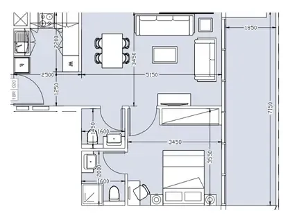 Plaza Reportage 1 bed floor plan, 667 sqft