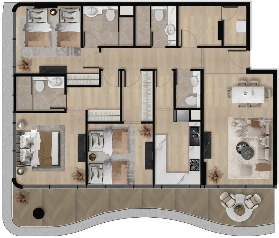 Orvessa Residences 3 bed floor plan, 1,608 sqft