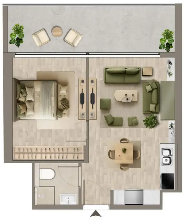 Colibri Views 1 bed floor plan, 576 – 590 sqft