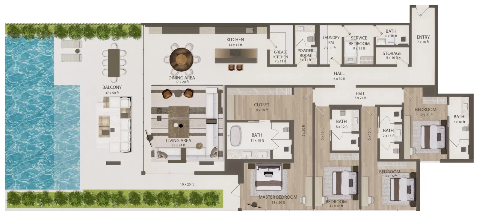 Omoria Private Residences 4 bed floor plan, 5,913 sqft