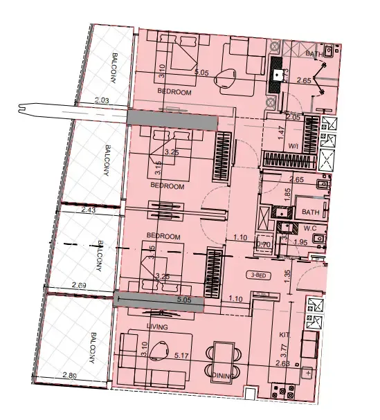 Maybach 6 3 bed floor plan, 1,528 sqft