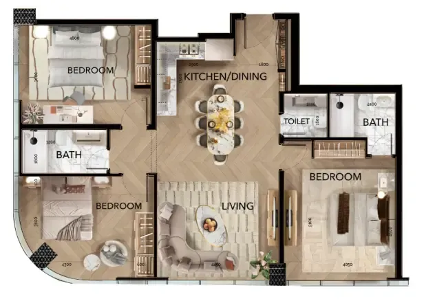 Radiant Bridges 3 bed floor plan, 2,200 sqft