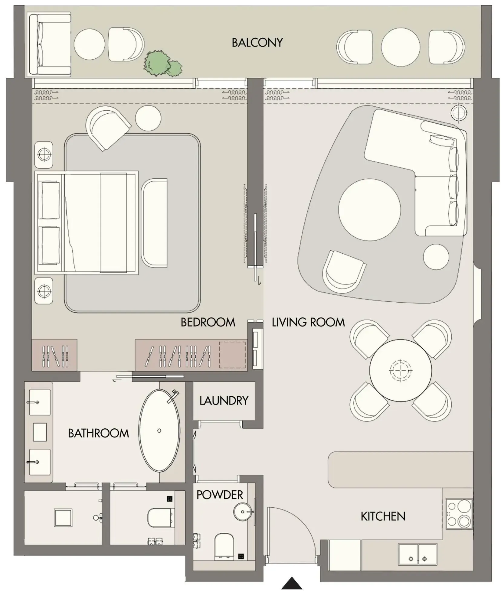 W Hotels and Residences Al Marjan 1 bed floor plan, 1,087 sqft