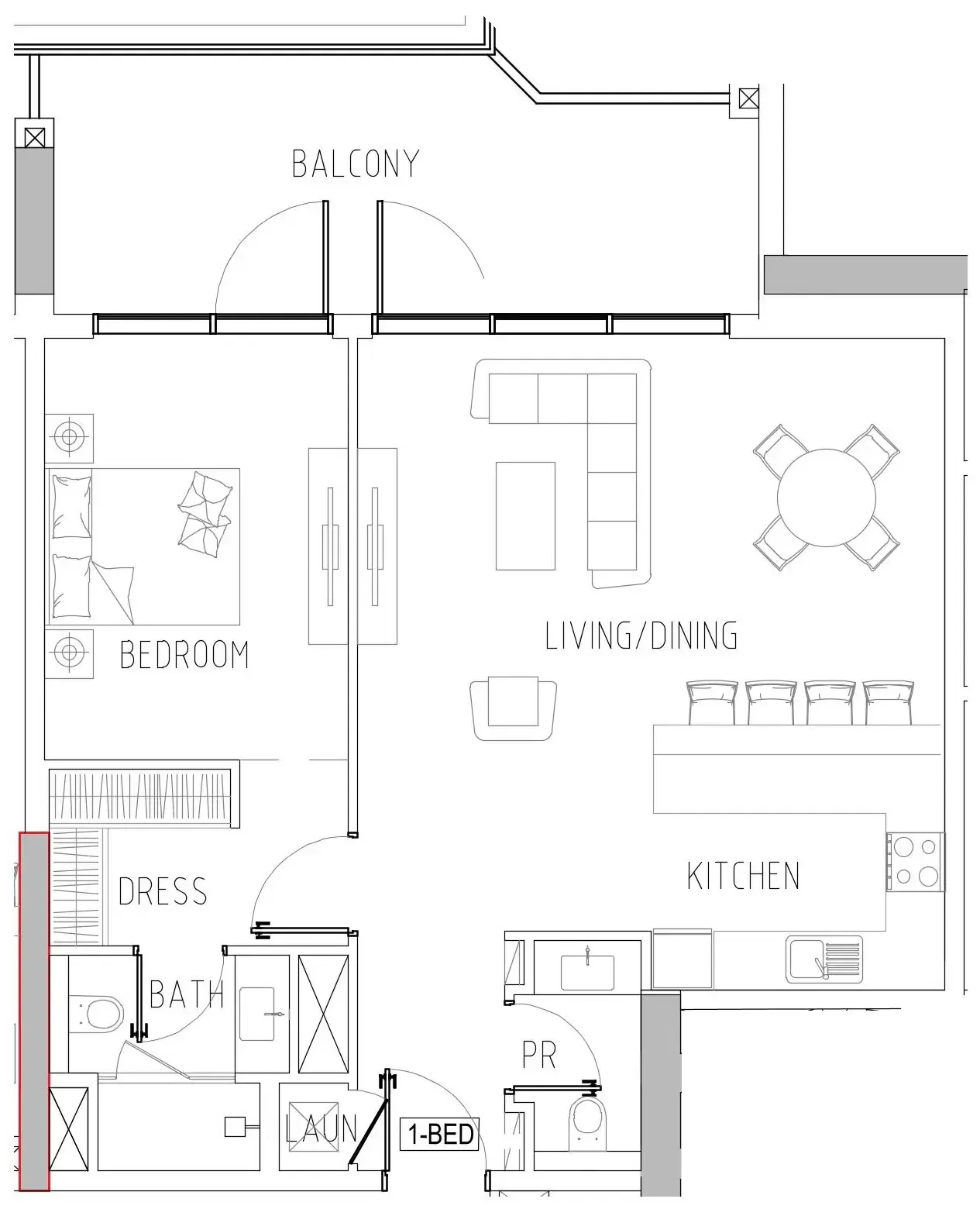 Damac Riverside Views 1 bed floor plan, 1,028 sqft