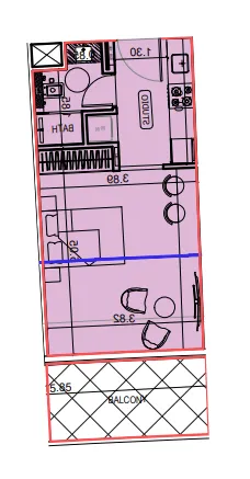 Binghatti Hillviews Studio floor plan, 426 sqft