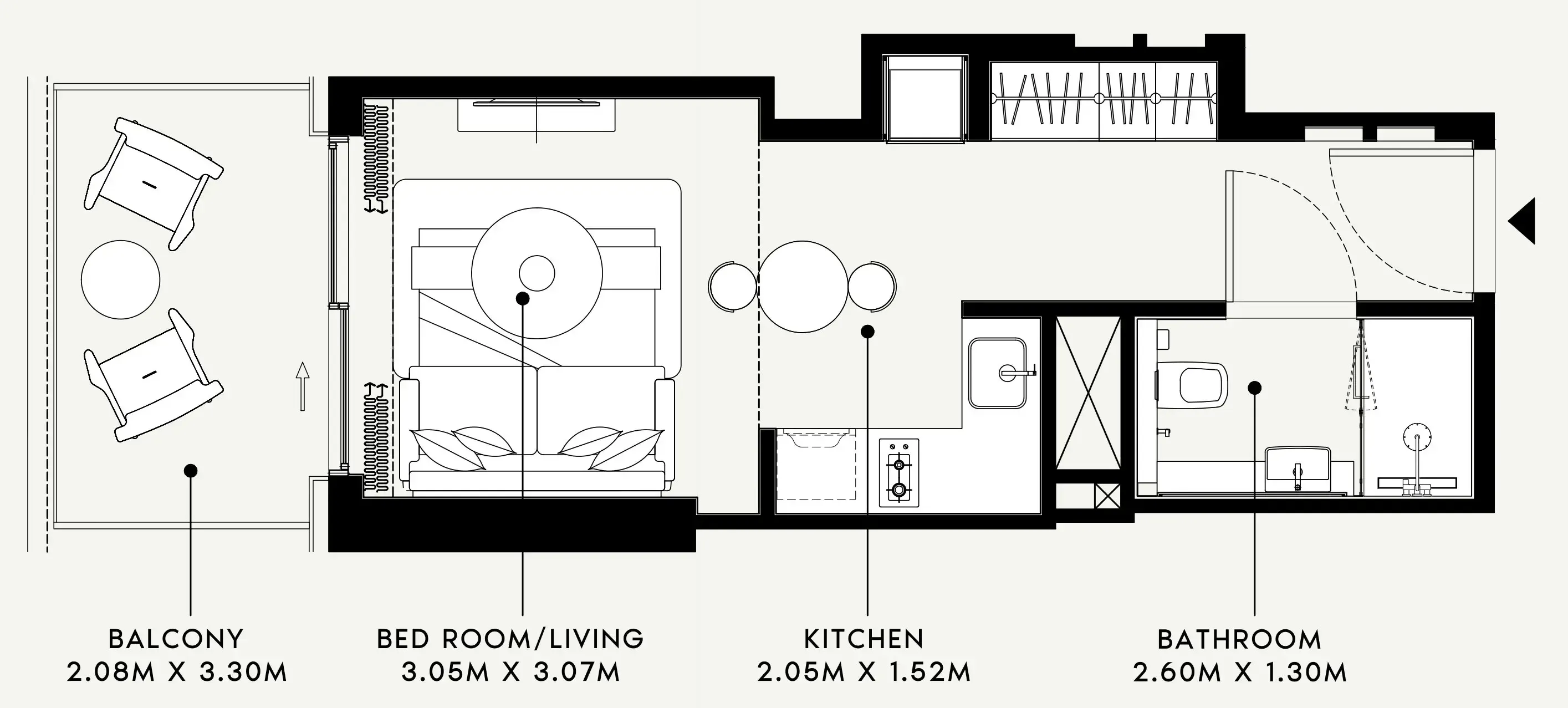 Azizi Venice Studio floor plan, 383 sqft