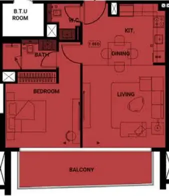 Binghatti Ruby 1 bed floor plan, 764 sqft