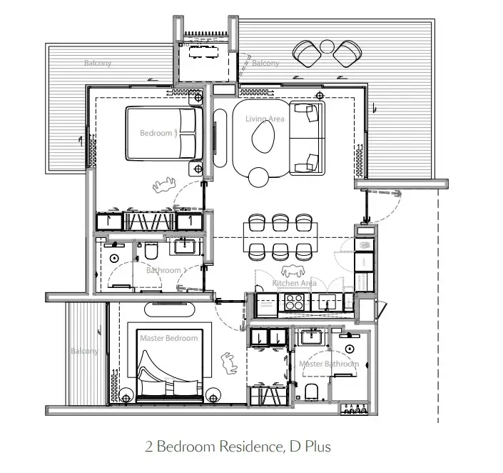 Gardens of Eden - Park Residence 2 bed floor plan, 1,206 sqft