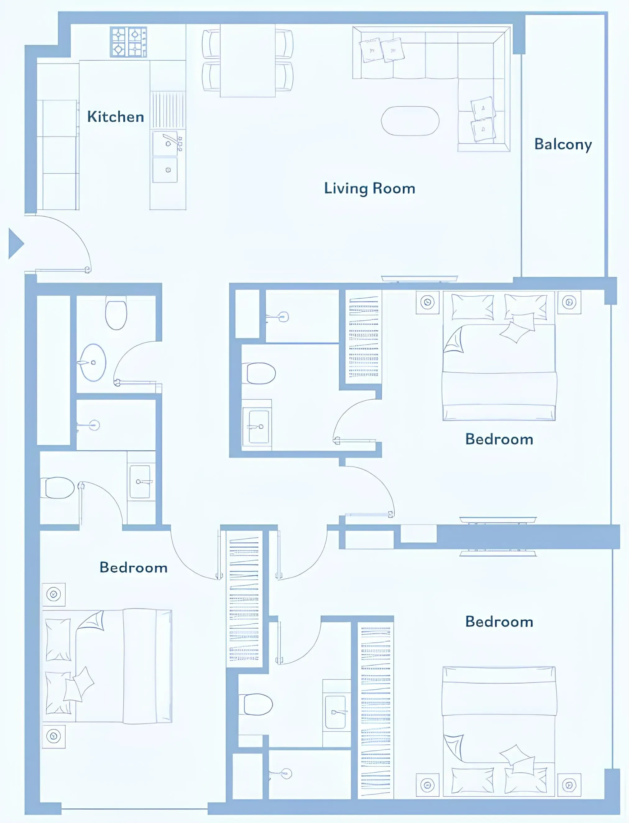 Luma Park Views 3 bed floor plan, 1,309 sqft