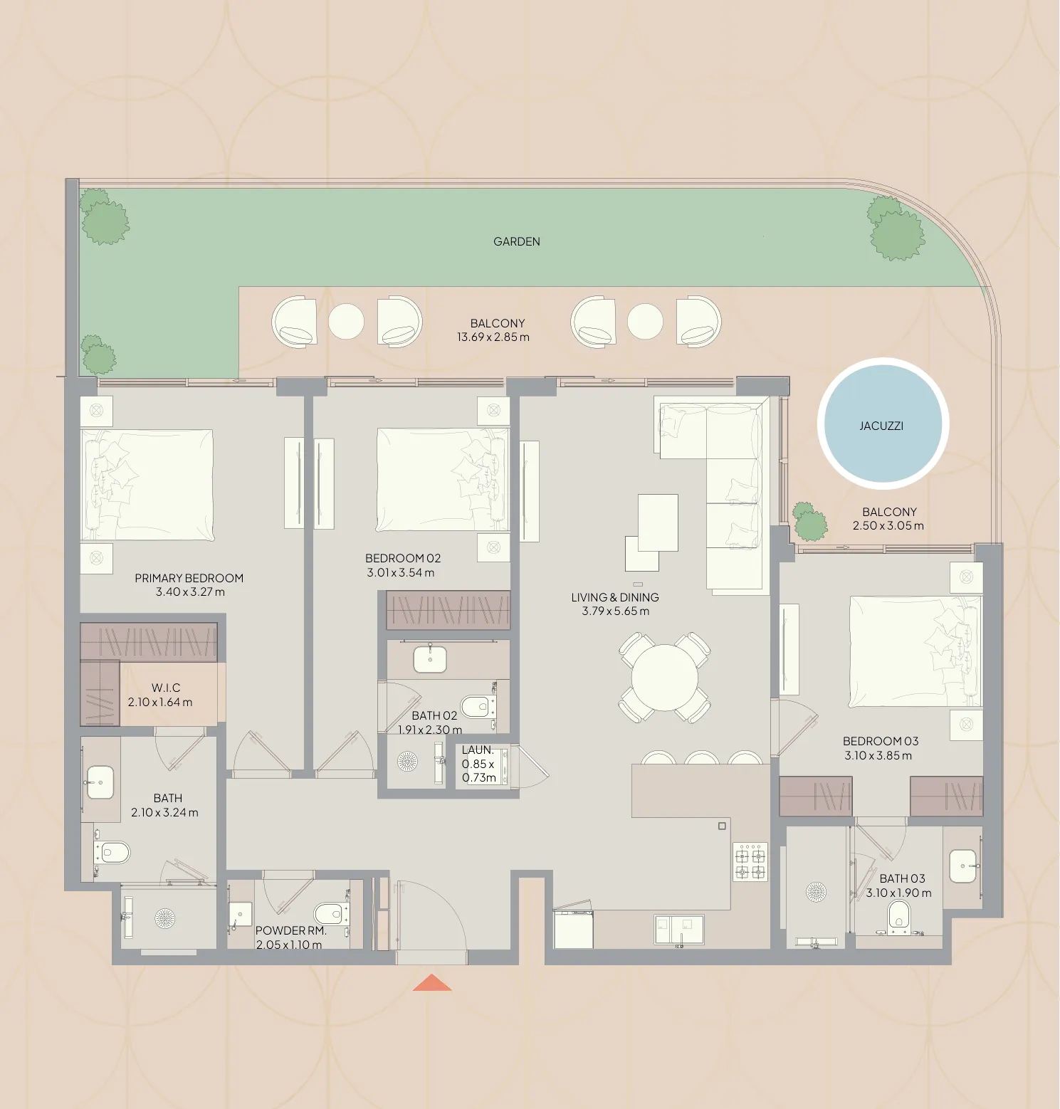 Mayfair Nexus 3 bed floor plan, 1,714 – 1,830 sqft
