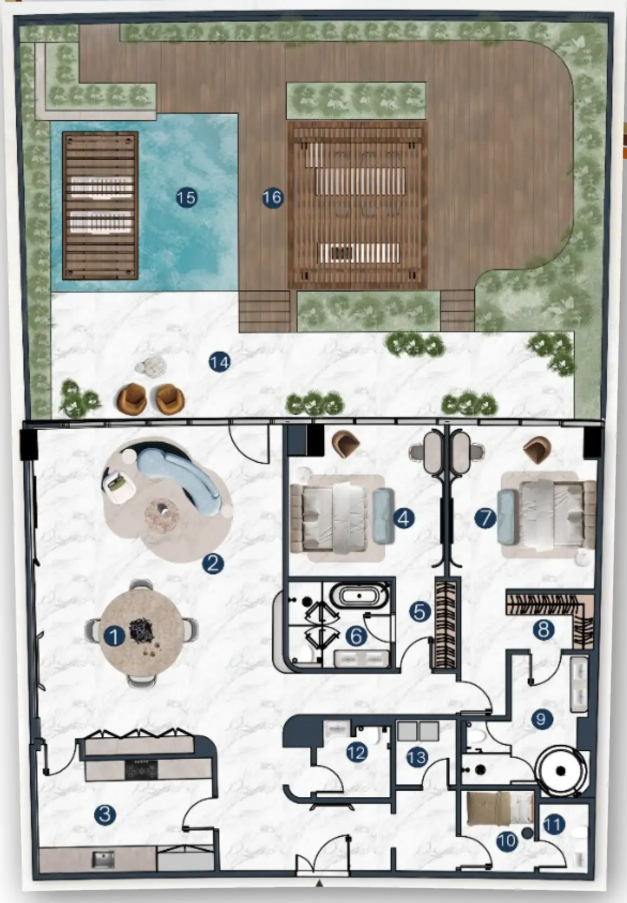 La Mazzoni 2 bed floor plan, 4,503 – 5,265 sqft