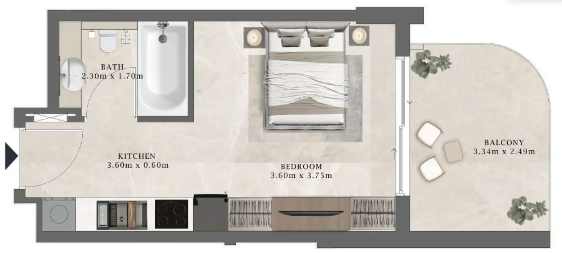 Arthouse Residences by Cledor Studio floor plan, 359 sqft