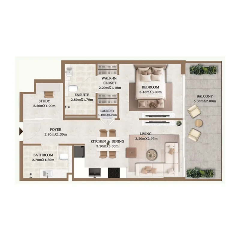 Arthouse Private Residences 1 bed floor plan, 741 sqft