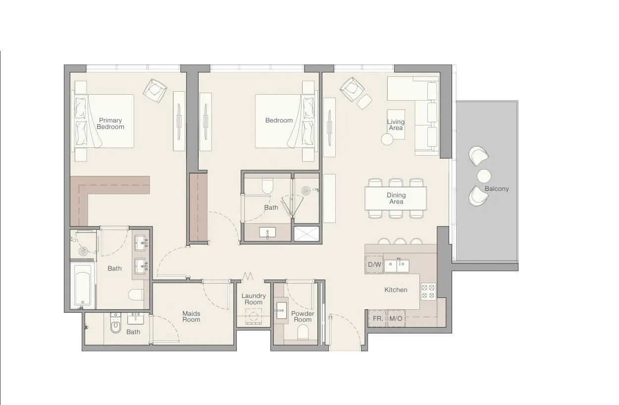 The Quayside 2 bed floor plan, 1,421 sqft