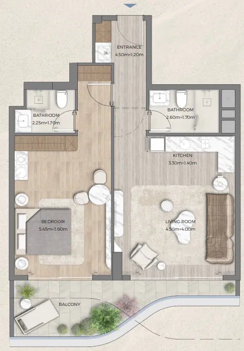Tomorrow 166 1 bed floor plan, 1,120 sqft