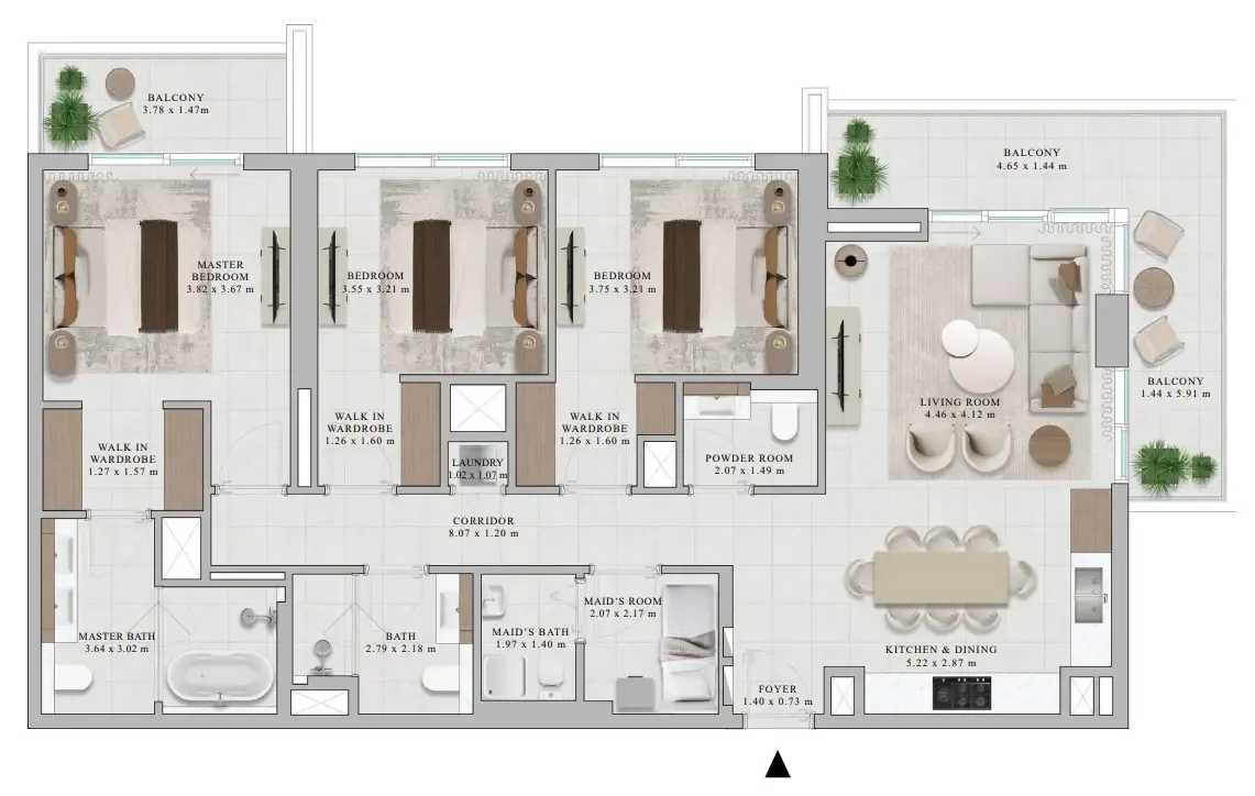 Rosehill 3 bed floor plan, 1,744 sqft