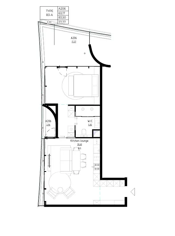 Bamboo Forest 1 bed floor plan, 797 – 990 sqft