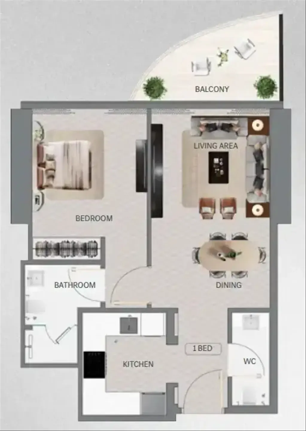 Maybach Ultimate Luxury 1 bed floor plan, 617 sqft