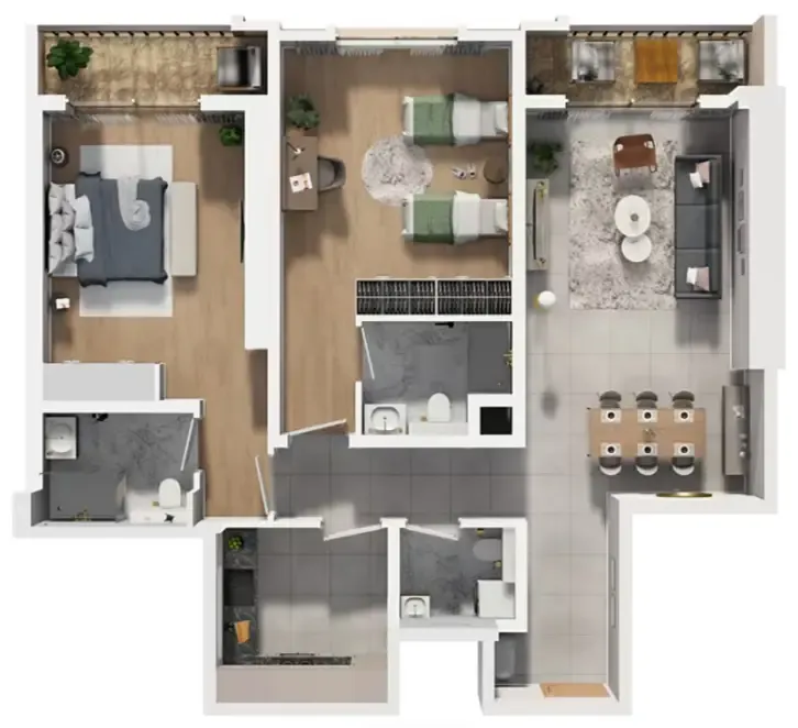 Barajeel Towers 2 bed floor plan, 1,860 sqft