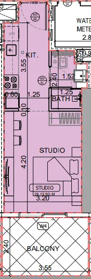 Binghatti Skyhall Studio floor plan, 402 sqft