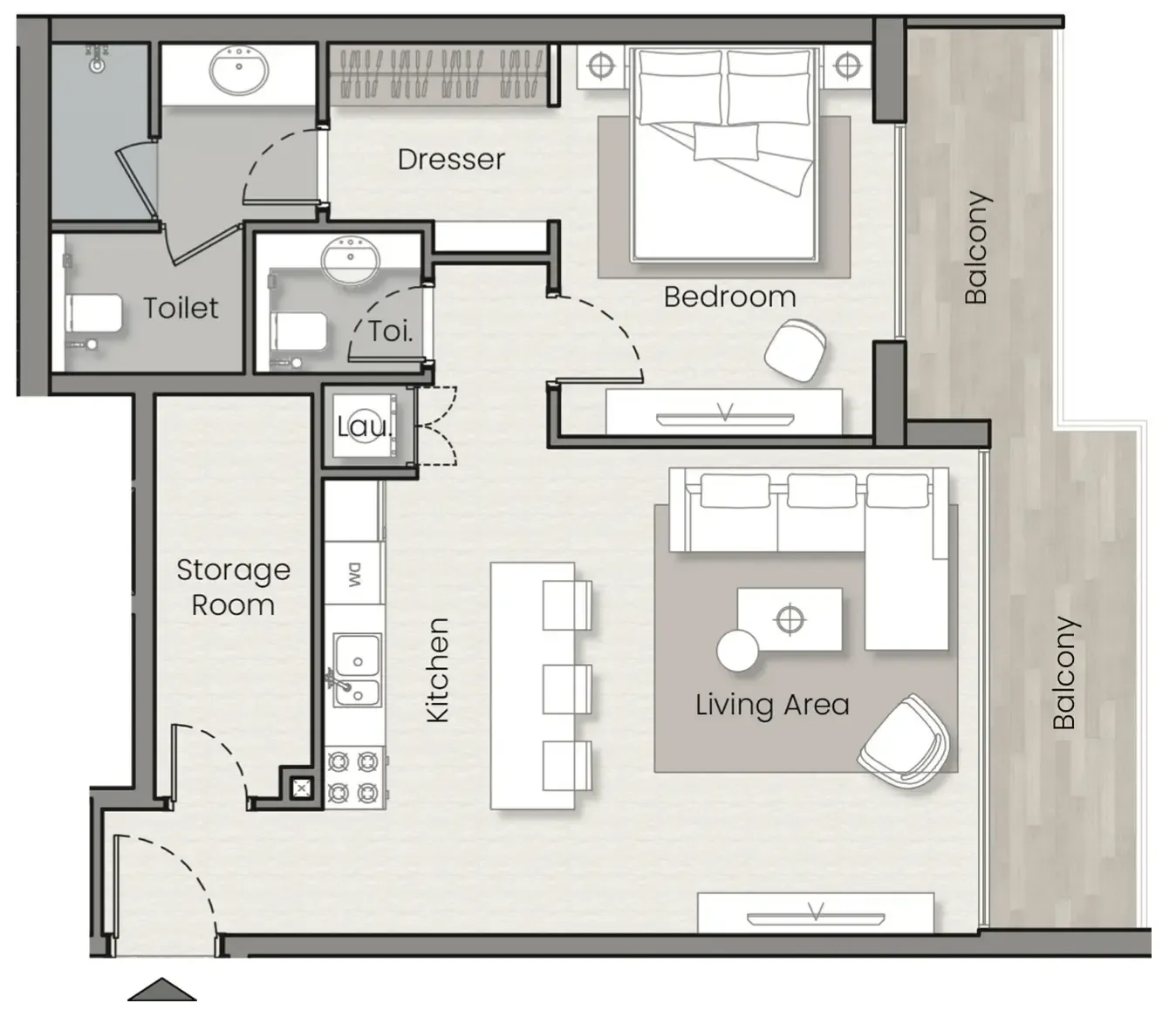 Havelock Heights 1 bed floor plan, 895 sqft