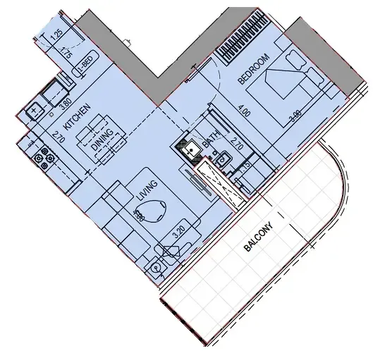 Binghatti Sky Terraces 1 bed floor plan, 666 sqft