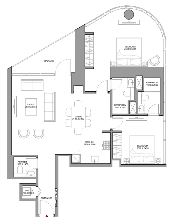 Skyvue Stellar 2 bed floor plan, 1,242 – 1,516 sqft