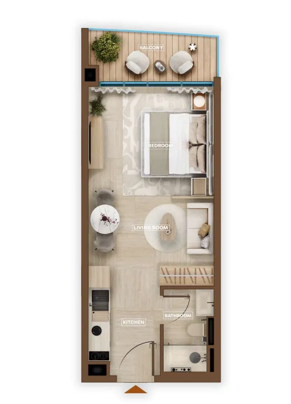 Sky Hills Astra Studio floor plan, 385 – 386 sqft