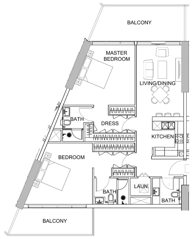 Golf Greens 2 bed floor plan, 1,345 sqft