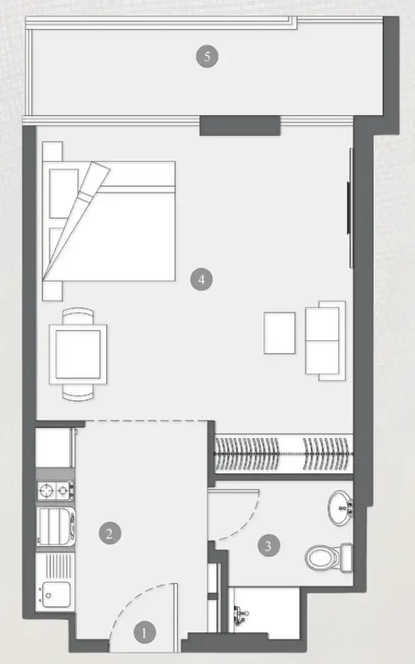 Elevia Residences  Studio floor plan, 506 sqft