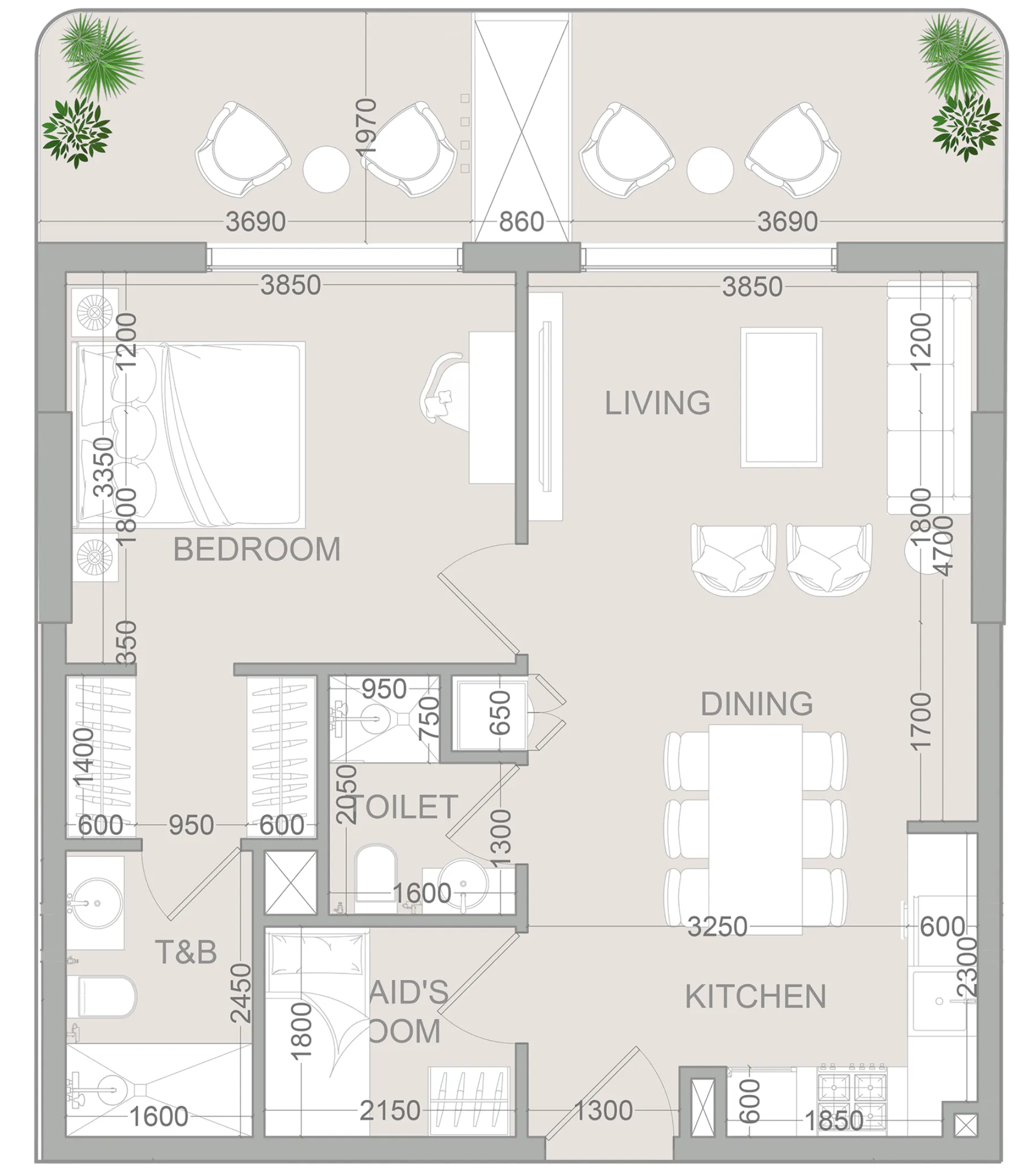 TETR1S Tower 1 bed floor plan, 821 sqft