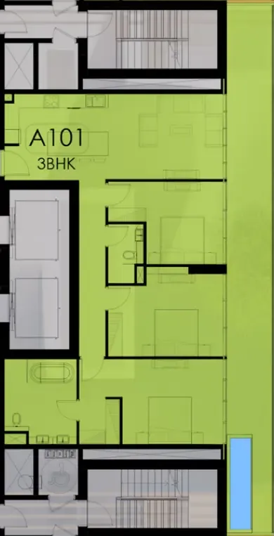 Ocean Pearl 1 and 2 3 bed floor plan, 1,745 sqft