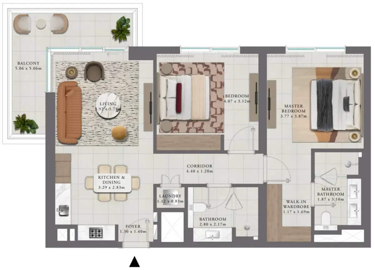 Golf Trails 2 bed floor plan, 1,176 sqft
