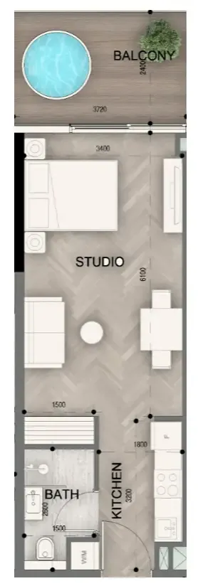 Sky Line by Peace Homes Studio floor plan, 474 sqft